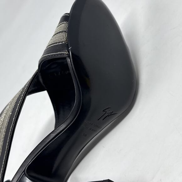 GIUSEPPE ZANOTTI SHOES sandal black silver CRISS CROSS TAZ TAM VERNICE 38 8 - Picture 4 of 6